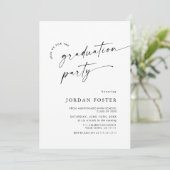 Elegante minimalistische één foto afstudeerfeest kaart (Staand voorkant)