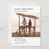 Elegante minimalistische één foto QR code bruiloft Save The Date (Voorkant)