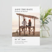 Elegante minimalistische één foto QR code bruiloft Save The Date (Staand voorkant)