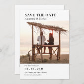 Elegante minimalistische één foto QR code bruiloft Save The Date (Voorkant / Achterkant)