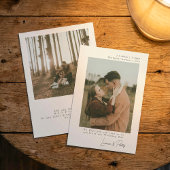 Elegante minimalistische eenvoudige bruiloft met 2 kaart