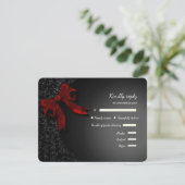 Elegante Minimalistische Eenvoudige bruiloft rode  RSVP Kaartje (Staand voorkant)