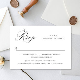 Elegante minimalistische eenvoudige kalligrafie zw RSVP kaartje