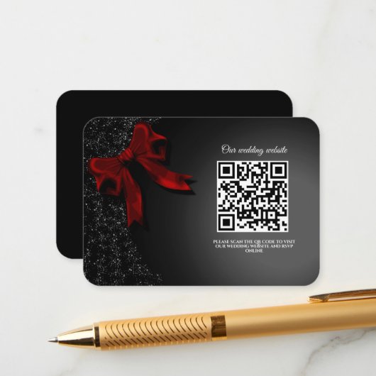 Elegante minimalistische eenvoudige klassieke rode informatiekaartje (Voorkant / Achterkant in situ)