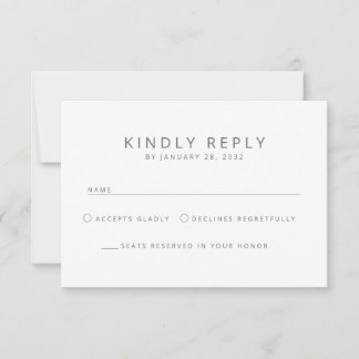 Elegante minimalistische eenvoudige mix en match b RSVP kaartje