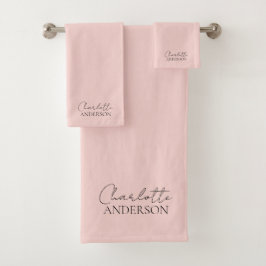 Elegante minimalistische eenvoudige naam Blush Pin Bad Handdoek
