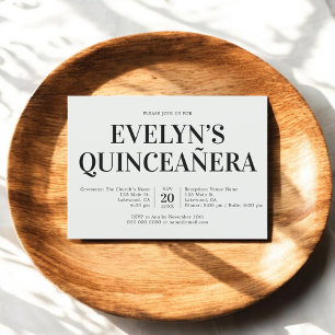 Elegante minimalistische eenvoudige Quinceanera Gr Kaart