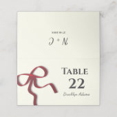 Elegante minimalistische eenvoudige rode strik plaatskaartje (Buitenkant ongevouwen)