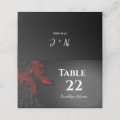 Elegante minimalistische eenvoudige rode strik plaatskaartje (Buitenkant ongevouwen)