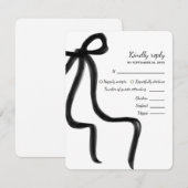 Elegante minimalistische eenvoudige trouw zwarte s RSVP kaartje (Voorkant / Achterkant)