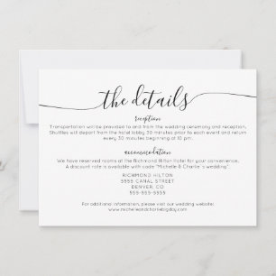 Elegante Minimalistische Eenvoudige Trouwdetails Kaart