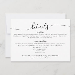 Elegante Minimalistische Eenvoudige Trouwdetails Kaart