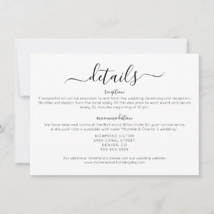 Elegante Minimalistische Eenvoudige Trouwdetails Kaart