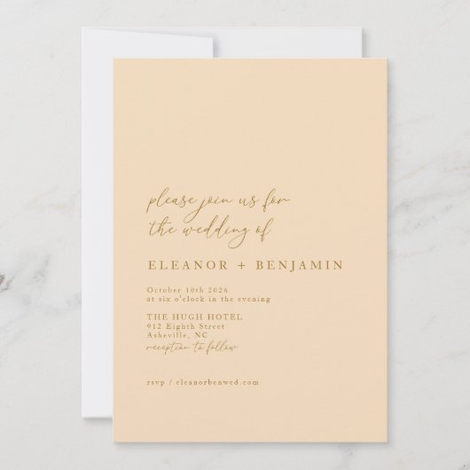 Elegante minimalistische elegante warme beige brui kaart (Voorkant)