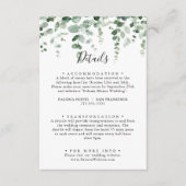 Elegante minimalistische eucalyptus bruiloft detai informatiekaartje (Voorkant)