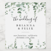 Elegante minimalistische Eucalyptus bruiloft wijn  Etiket (Enkel label)