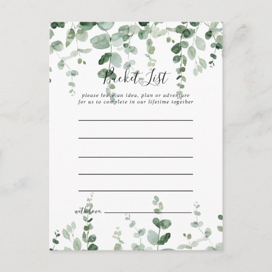 Elegante minimalistische Eucalyptus Bucket List Ka Briefkaart (Voorkant)