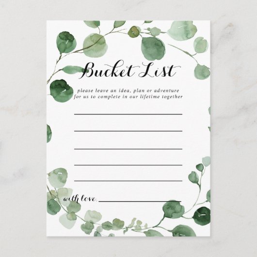 Elegante minimalistische Eucalyptus Bucket List Ka Briefkaart (Voorkant)