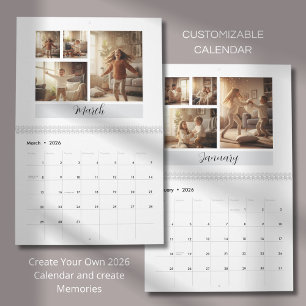 Elegante Minimalistische Familie Foto Agenda 2026 Kalender