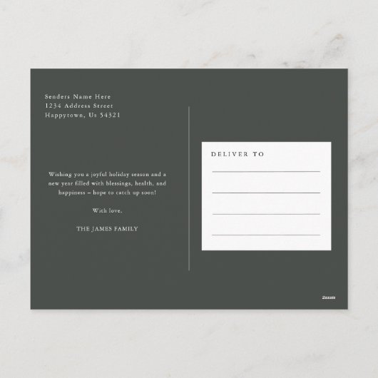 Elegante minimalistische familie kerstfoto feestdagenkaart (Achterkant)