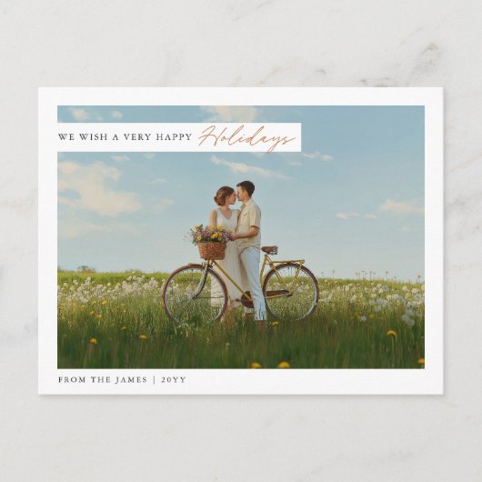 Elegante minimalistische familie kerstfoto feestdagenkaart (Voorkant)