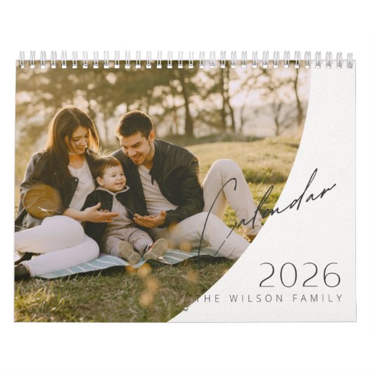Elegante minimalistische familiefotokalender kalender (Hoes)