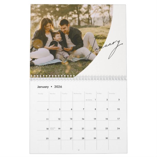 Elegante minimalistische familiefotokalender kalender (Jan 2026)
