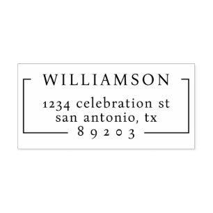 Elegante minimalistische familienaam retouradres rubberstempel