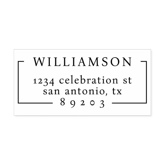 Elegante minimalistische familienaam retouradres rubberstempel (Afrduk)