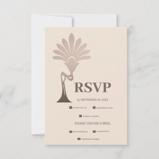 Elegante minimalistische Floral Art Deco bruiloft RSVP Kaartje (Voorkant)