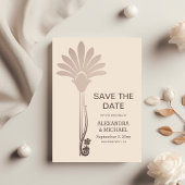 Elegante minimalistische Floral Art Deco bruiloft Save The Date