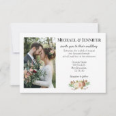 Elegante minimalistische Flower Fall trouwfoto Kaart (Voorkant)