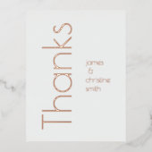 Elegante minimalistische Folie geletterde Bedankt  Folie Uitnodiging Briefkaart (Voorkant)