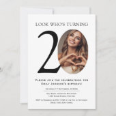 Elegante minimalistische foto 20e verjaardag kaart (Voorkant)