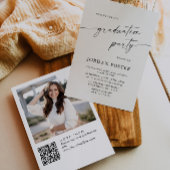 Elegante Minimalistische FOTO Afsluitfeest QR code Kaart