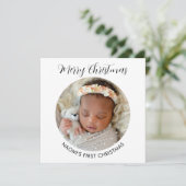Elegante minimalistische foto Baby's eerste kerst Feestdagenkaart (Staand voorkant)