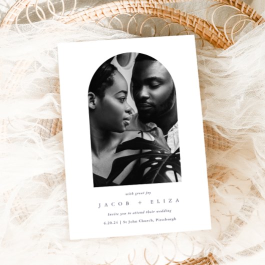 Elegante minimalistische foto boog bruiloft kaart