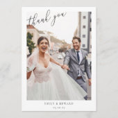 Elegante minimalistische foto bruiloft bedankkaart (Voorkant)