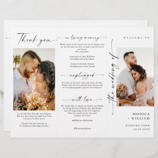 Elegante minimalistische foto bruiloft ceremonie p (Voorkant / Achterkant)