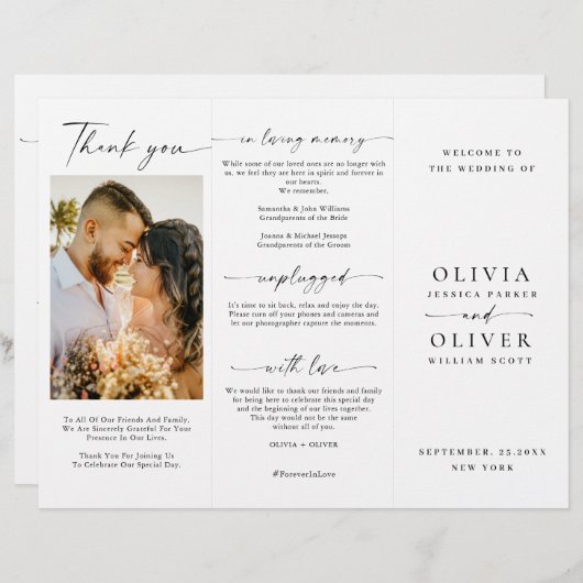 Elegante minimalistische foto bruiloft ceremonie p (Voorkant / Achterkant)