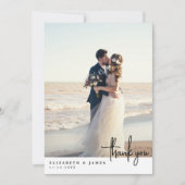 Elegante minimalistische foto bruiloft dank u kaar bedankkaart (Voorkant)