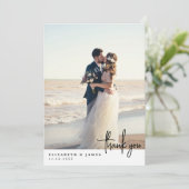 Elegante minimalistische foto bruiloft dank u kaar bedankkaart (Staand voorkant)