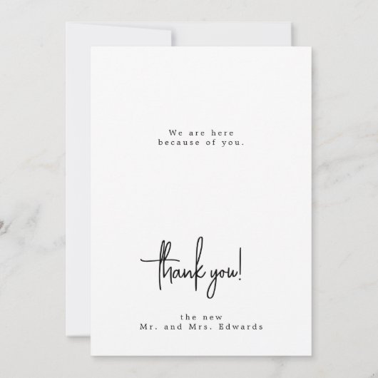 Elegante minimalistische foto bruiloft dank u kaar bedankkaart (Achterkant)