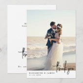 Elegante minimalistische foto bruiloft dank u kaar bedankkaart (Voorkant / Achterkant)