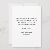 Elegante minimalistische foto bruiloft dank u kaar bedankkaart (Achterkant)