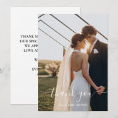 Elegante minimalistische foto bruiloft dank u kaar bedankkaart (Voorkant / Achterkant)