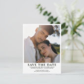 Elegante minimalistische foto bruiloft save the date (Staand voorkant)