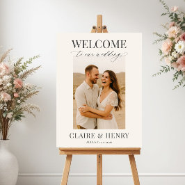 Elegante Minimalistische Foto Bruiloft Welkom Poster