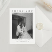 Elegante minimalistische foto kalligrafie bruiloft bedankkaart