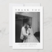 Elegante minimalistische foto kalligrafie bruiloft bedankkaart (Voorkant)